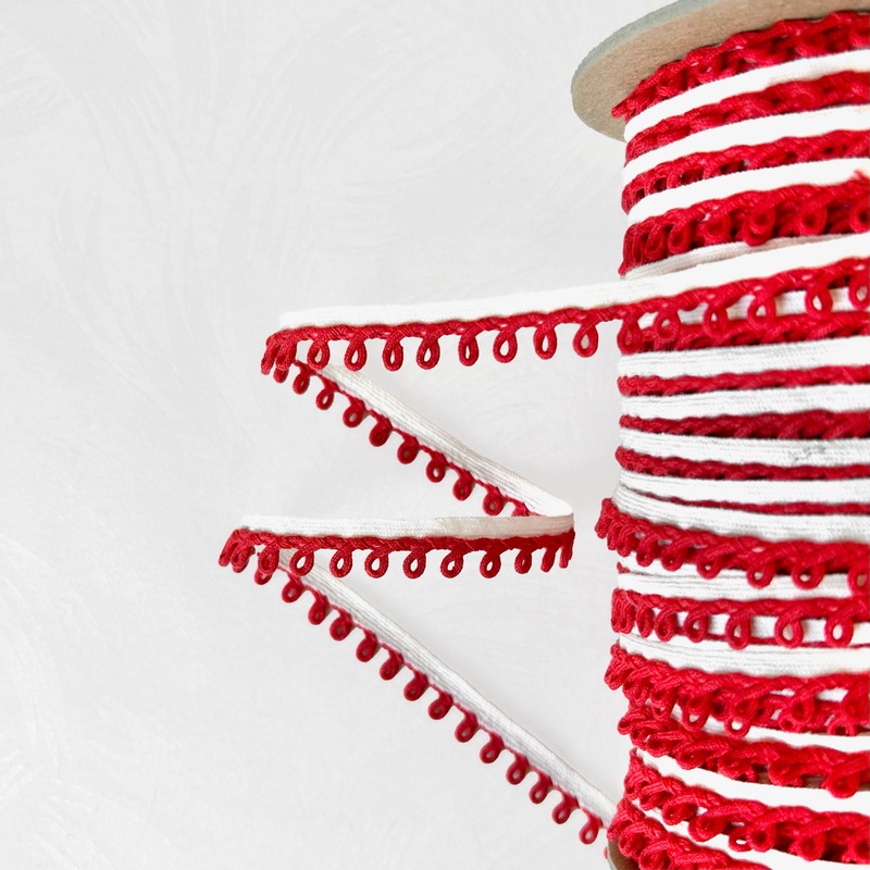 Red Loop Edge Braid-Red & White