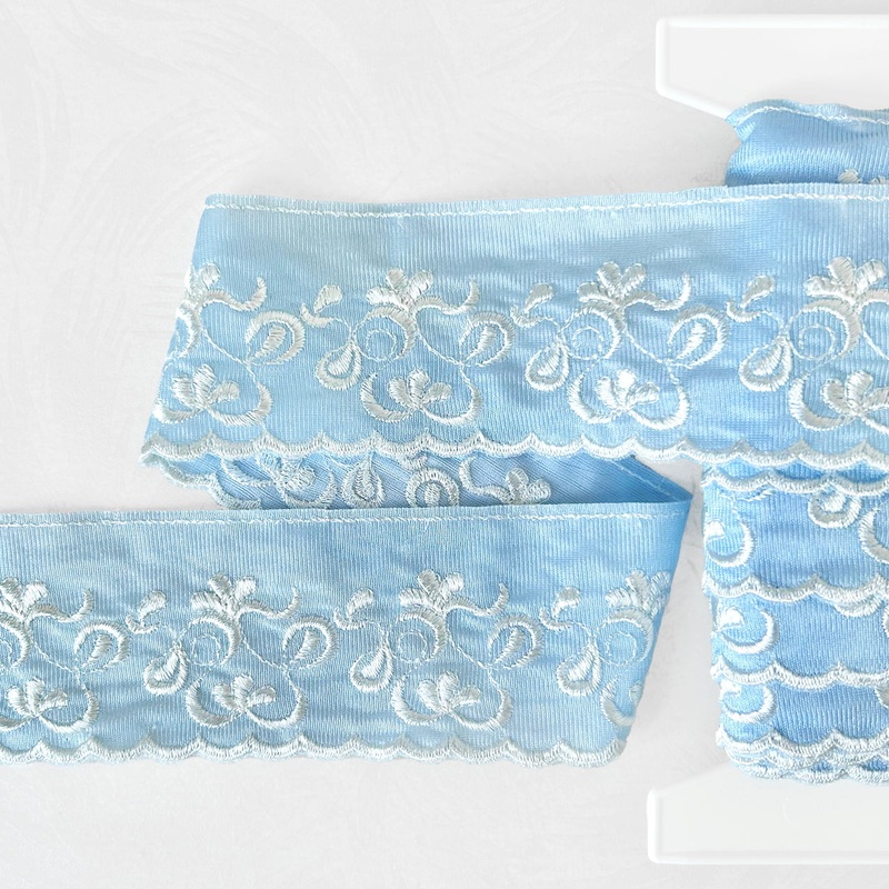 Scalloped Floral Edging-Blue & White-By the Yard & 80 Yard Roll
