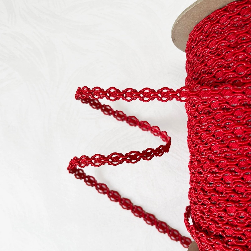 Scalloped & X Braid-Bright Red