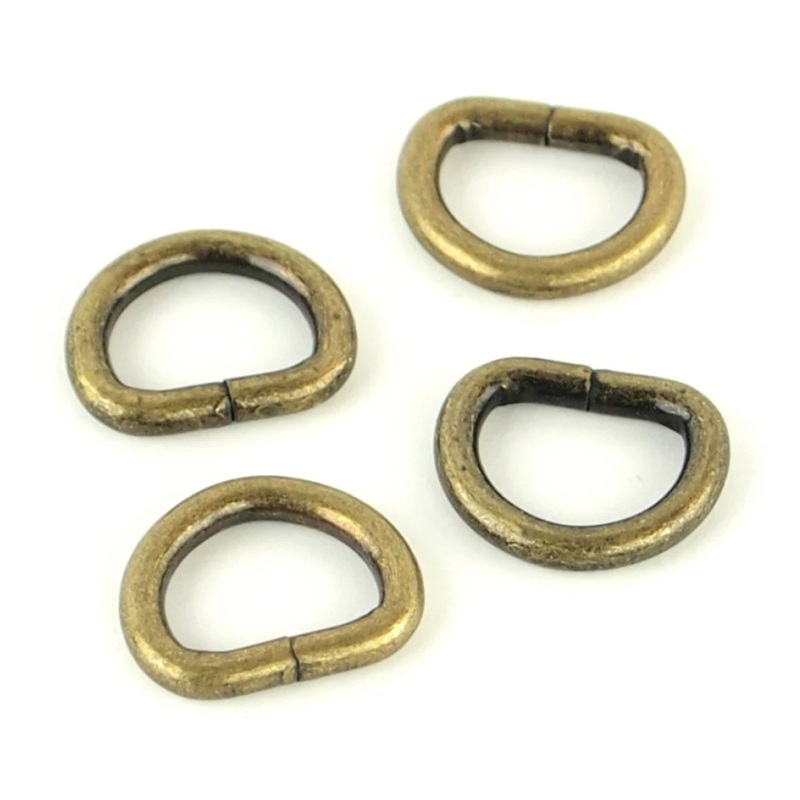 Set of Four D-Rings 1/2 Antique Gold