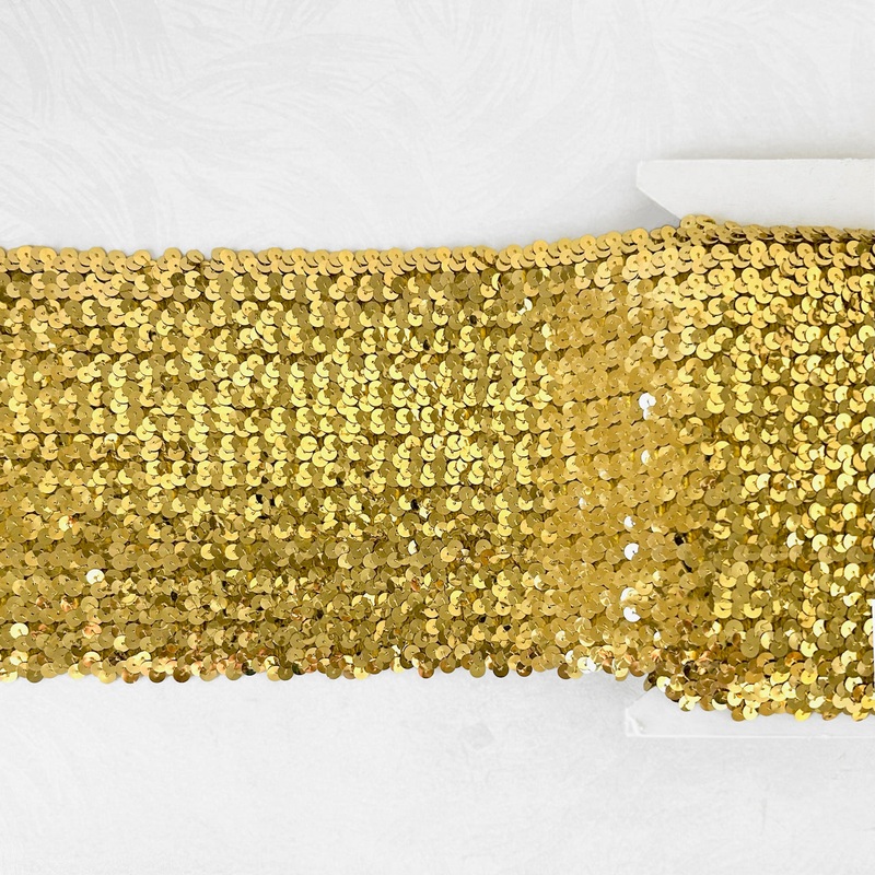 Stretch Sequin Costume Trim 6-Gold-By the Yard & 12 Yard Board