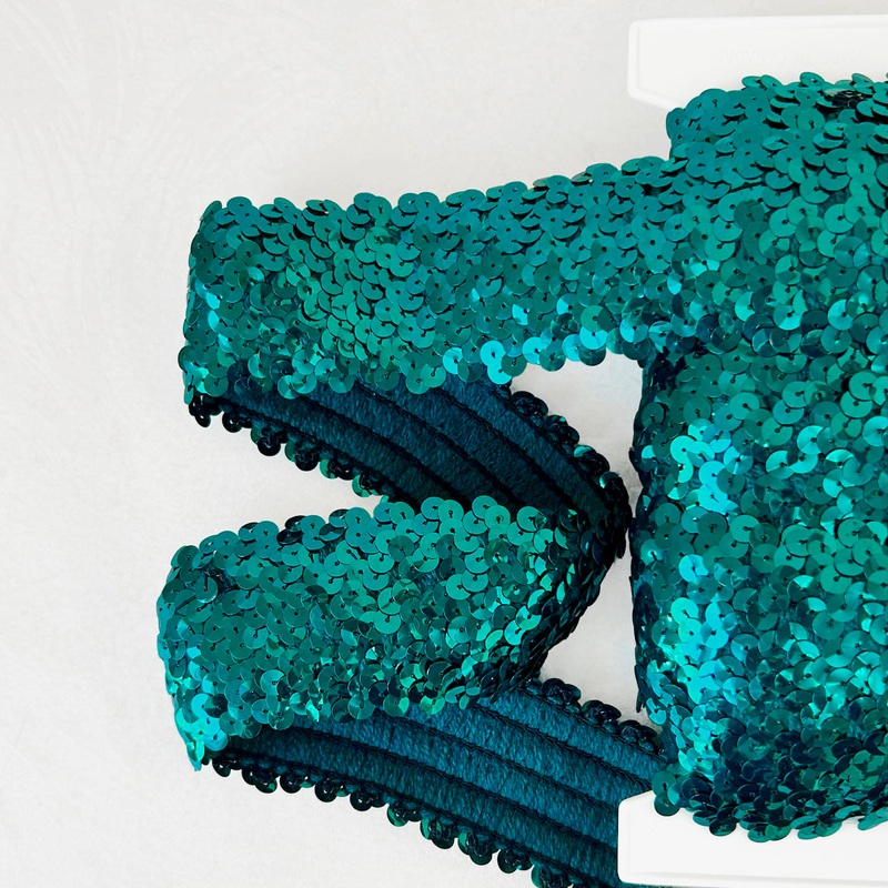 Stretch Sequin Costume Trim-Teal-By the Yard & 18 Yard Roll