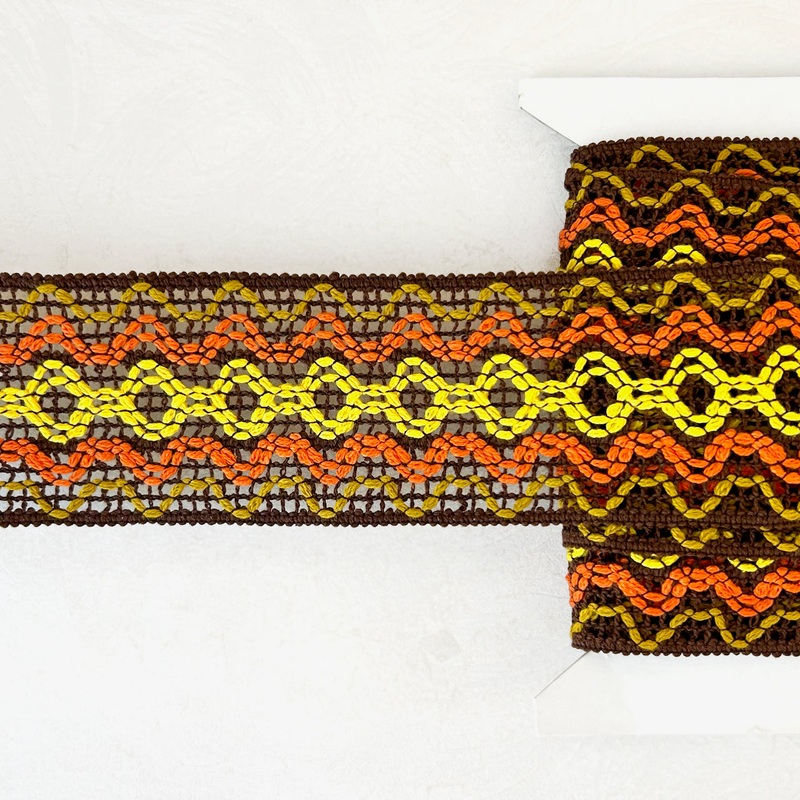 Wide Funky Braid-Orange & Yellow on Brown