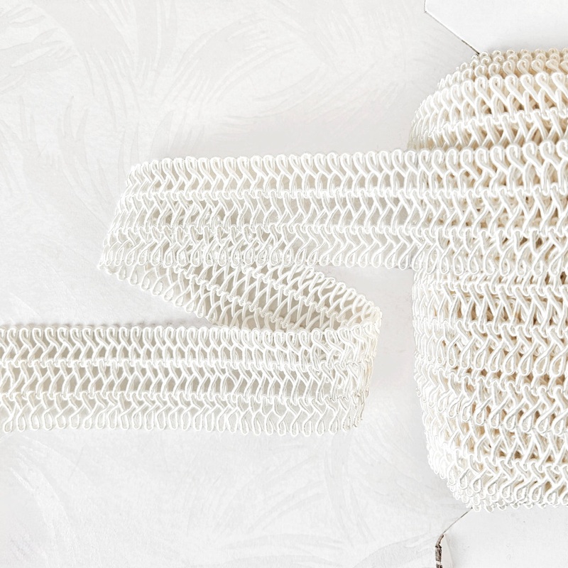 Wide Rayon Loop Braid-White