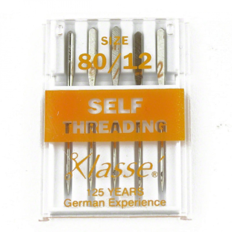 KLASSE Universal Carded Self-Threading Machine Needles - Size 80/12  - 5 count
