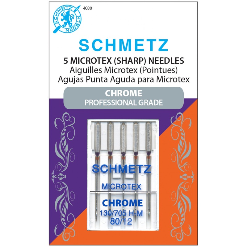 Schmetz Chrome Professional Grade Microtex Needles Carded - 80/12 - 5 count