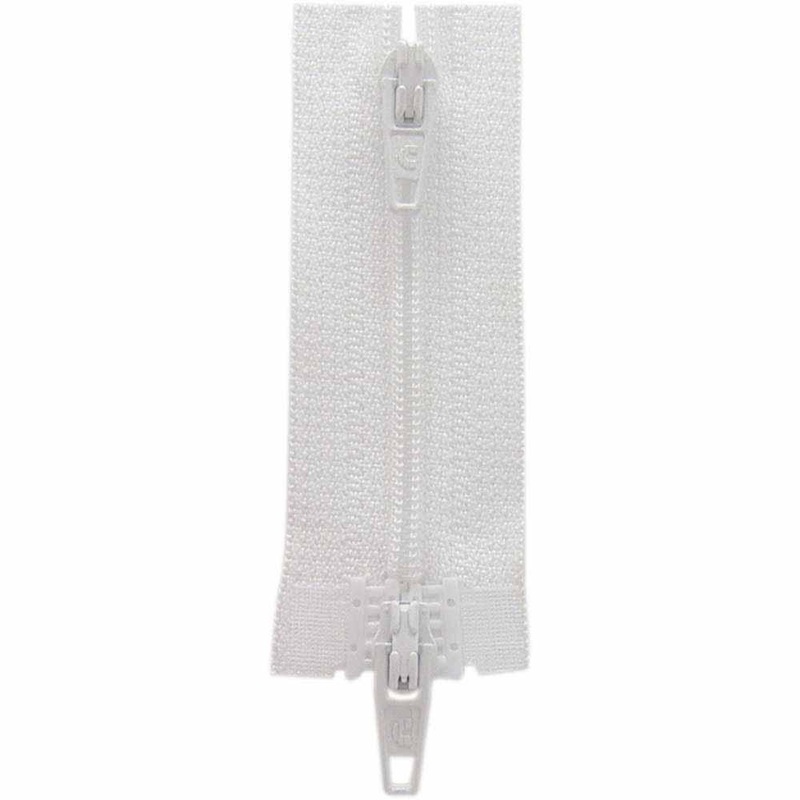 Two Way Separating Zipper - Lightweight Nylon Coil 45cm (18) - White