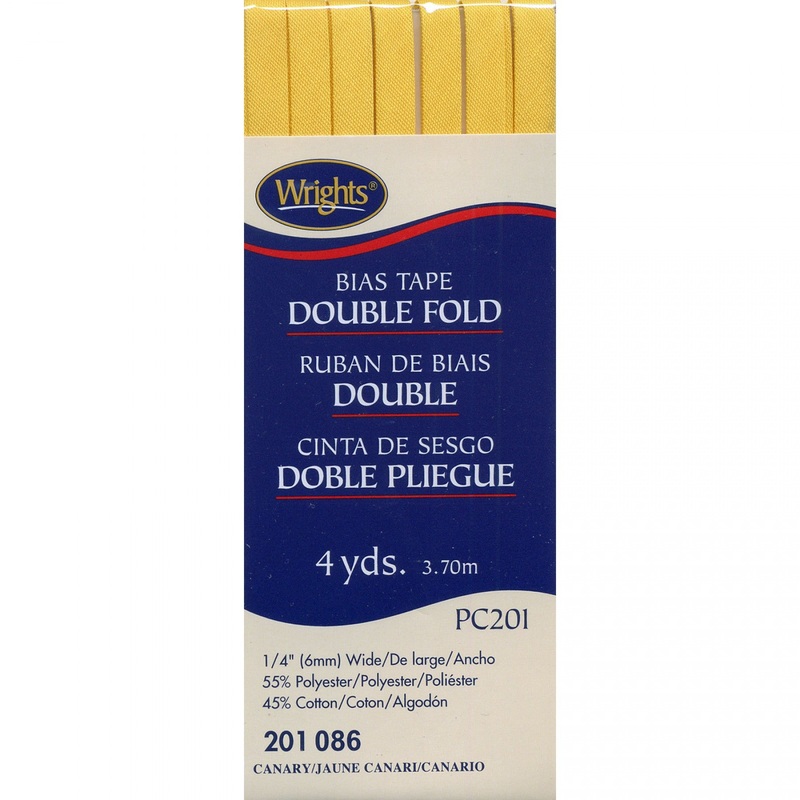 Wrights Bias Tape Double Fold 6mm x 3.7M Canary Yellow 086
