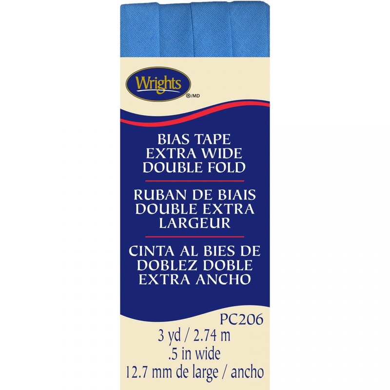 Wrights Bias Tape Extra Wide Double Fold 13mm x 2.75M Porcelain Blue, 1/2