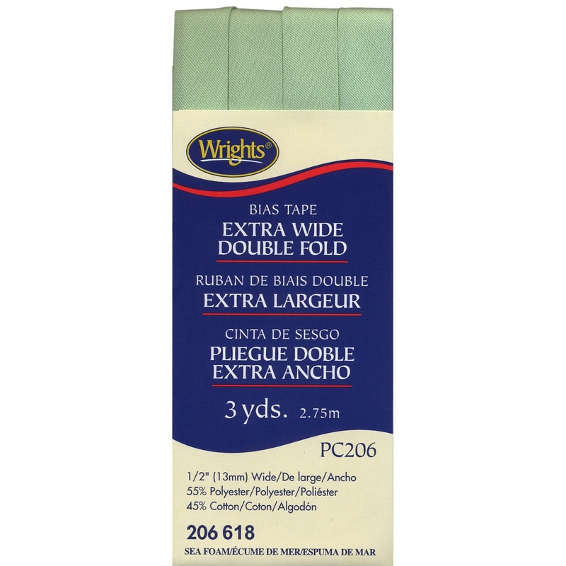 Wrights Bias Tape Extra Wide Double Fold 13mm x 2.75M Seafoam Green #618