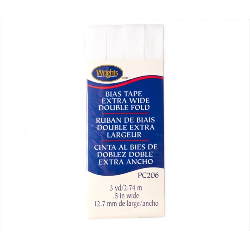 Wrights Bias Tape Extra Wide Double Fold 13mm x 2.75M White