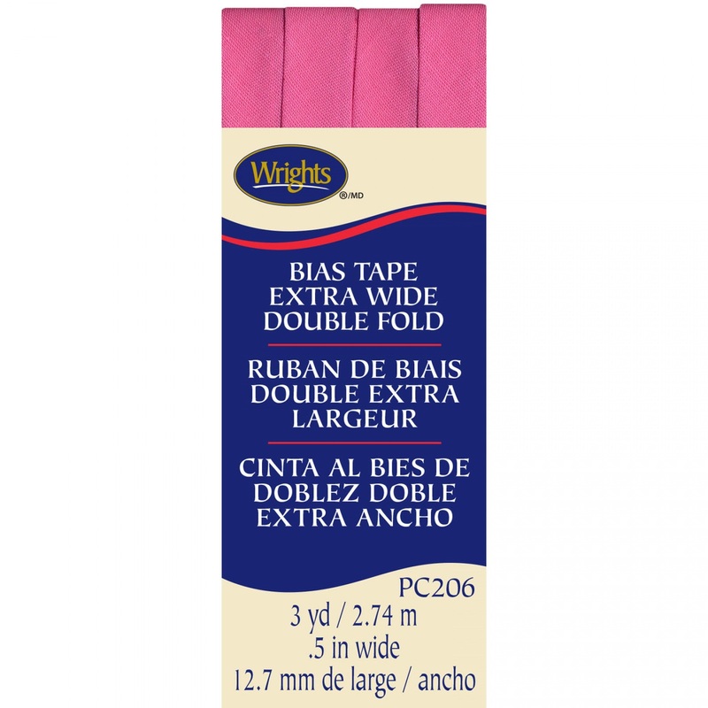Wrights Extra Wide Double Fold Bias Tape 1/2 x 3 yds, 13mm, Berry Sorbet #216