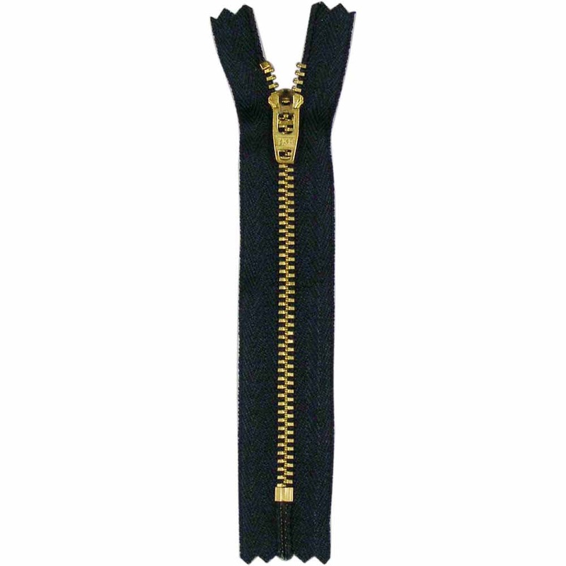 #5 Brass Jean Zippers - 5 - Navy - Close Ended