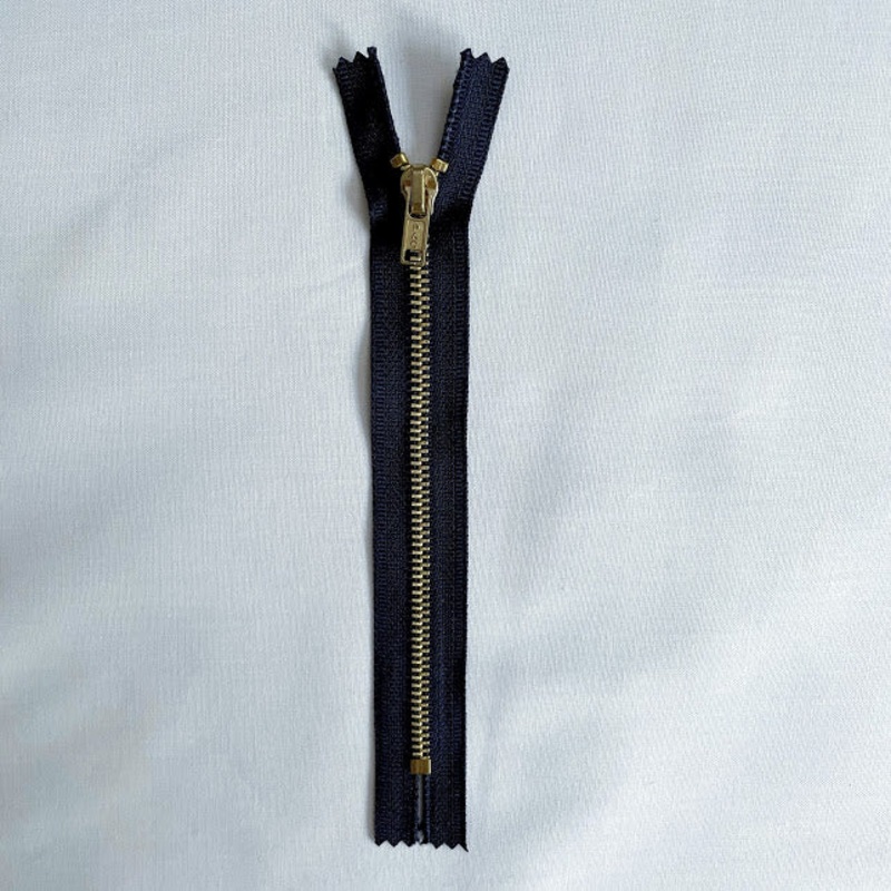 #5 Brass Jean Zippers - 6 - Navy - Close Ended