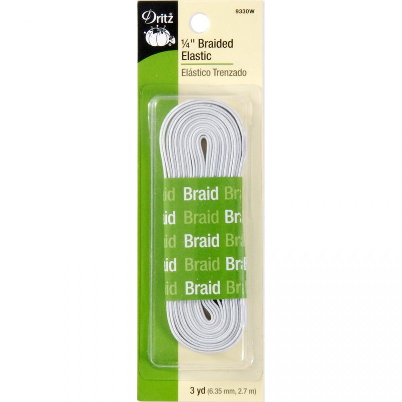 Dritz 1/4 (6mm) Braided Elastic - White - 3 Yard Package
