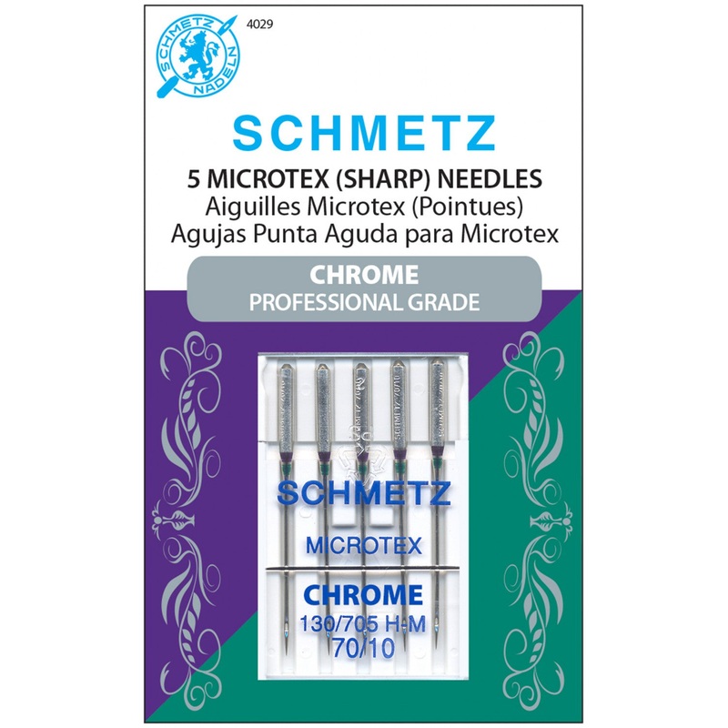 Schmetz Chrome Professional Grade Microtex Needles Carded - 70/10 - 5 count