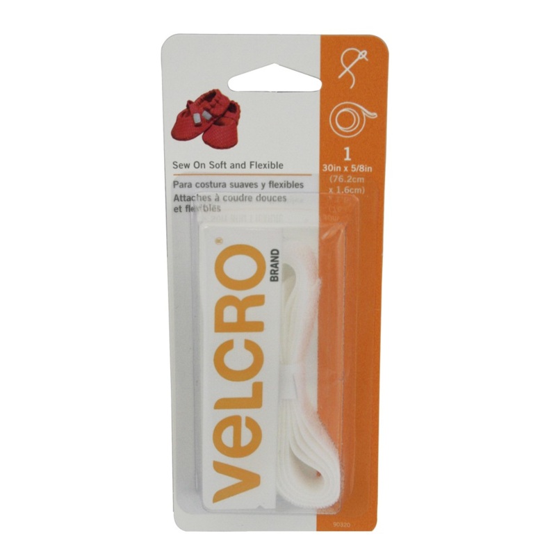 VELCRO Sew On Soft & Flexible Tape White - 16mm x 76cm (58 x 30)