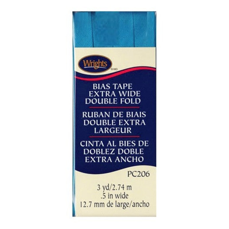 Wrights Bias Tape Extra Wide Double Fold 13mm x 2.75M Turquoise