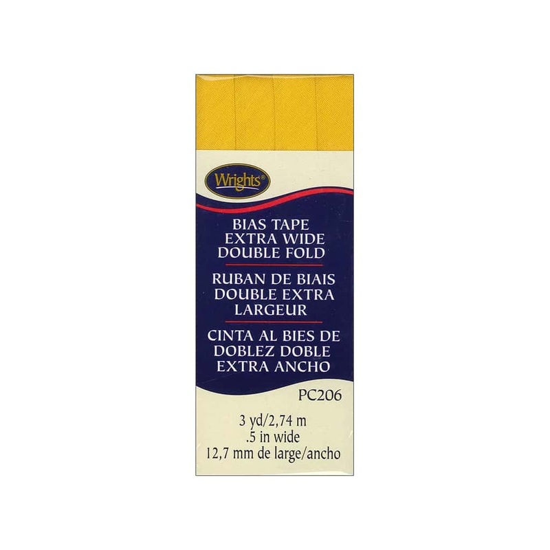 Wrights Bias Tape Extra Wide Double Fold 13mm x 2.75M Yellow #079