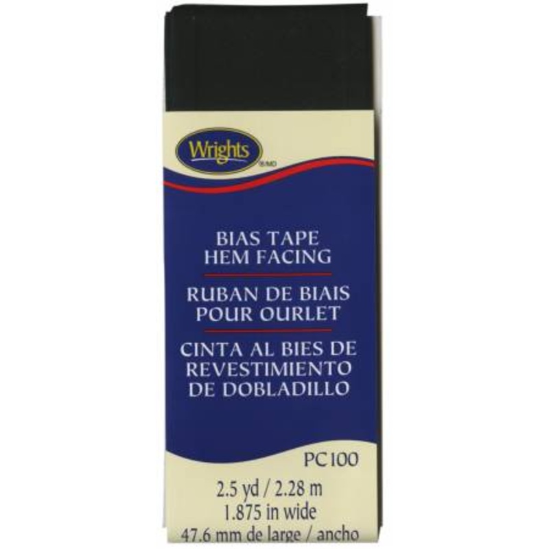 Wrights Hem Facing Bias Tape Black 48mm x 2.5yds Black #031