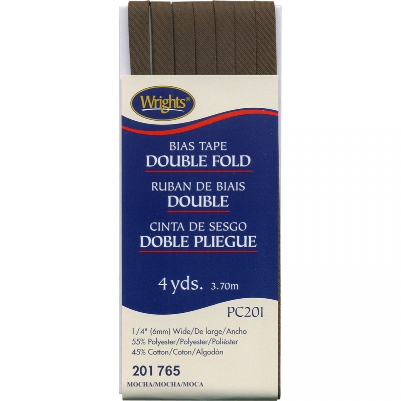 Wrights Bias Tape Double Fold 6mm x 3.7M, Mocha, 1/4 x 4 yds, #765