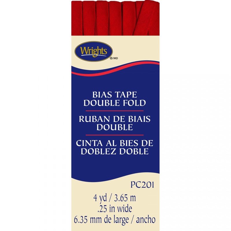 Wrights Bias Tape Double Fold 6mm x 3.7M Red 065