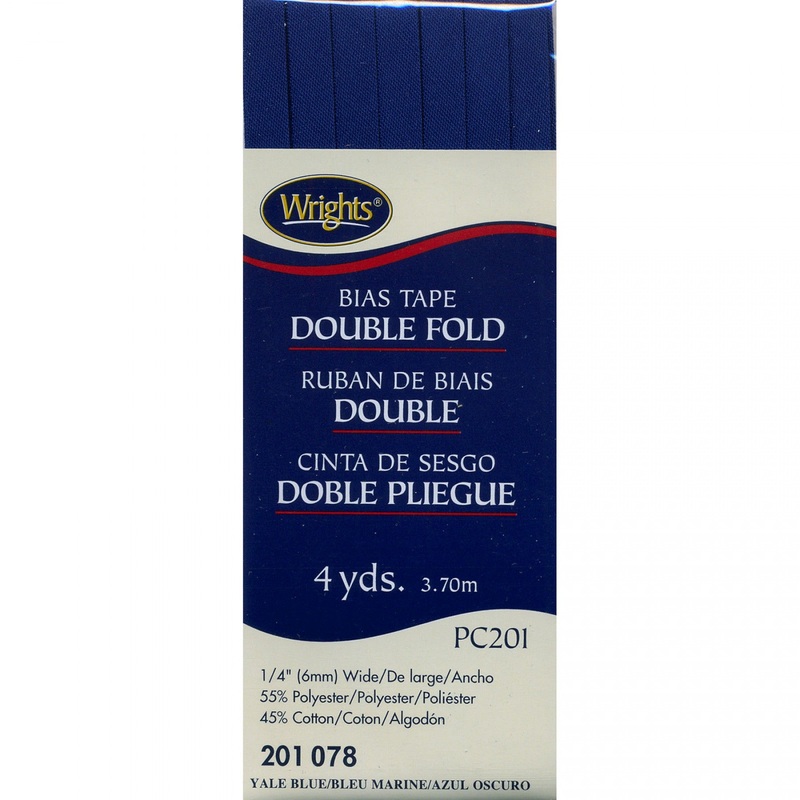 Wrights Bias Tape Double Fold 6mm x 3.7M Yale Blue #078