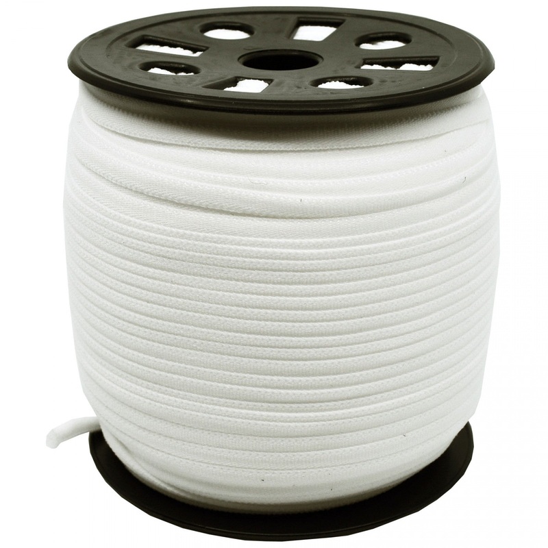 4.2mm Flat Banded Latex Free Nylon PPE Earloop Elastic - White - 100 Yard Spool