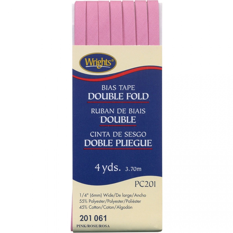 Wrights Bias Tape Double Fold 6mm x 3.7M, 1/4, Pink 061