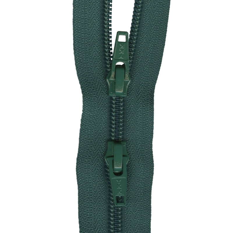 Two Way Close Ended Zipper - Medium Weight Nylon Coil 55cm (22) - Forest Green
