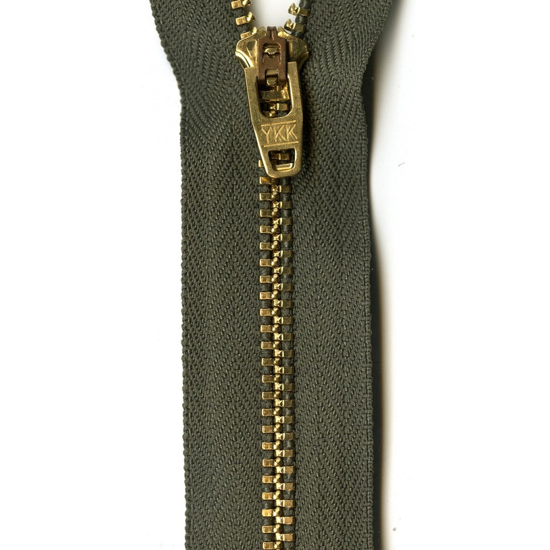 #4 Brass Jean/Pants  Zipper - 7 - Army Green - Close Ended