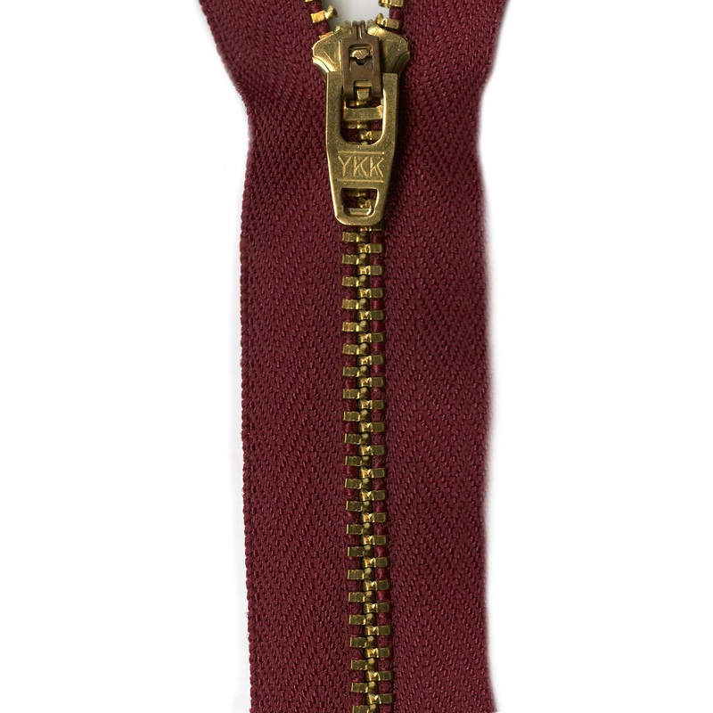 #4 Brass Jean/Pants  Zipper - 7 - Burgundy - Close Ended