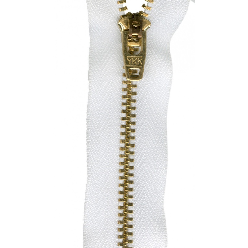 #4 Brass Jean/Pants  Zipper - 7 - White - Close Ended