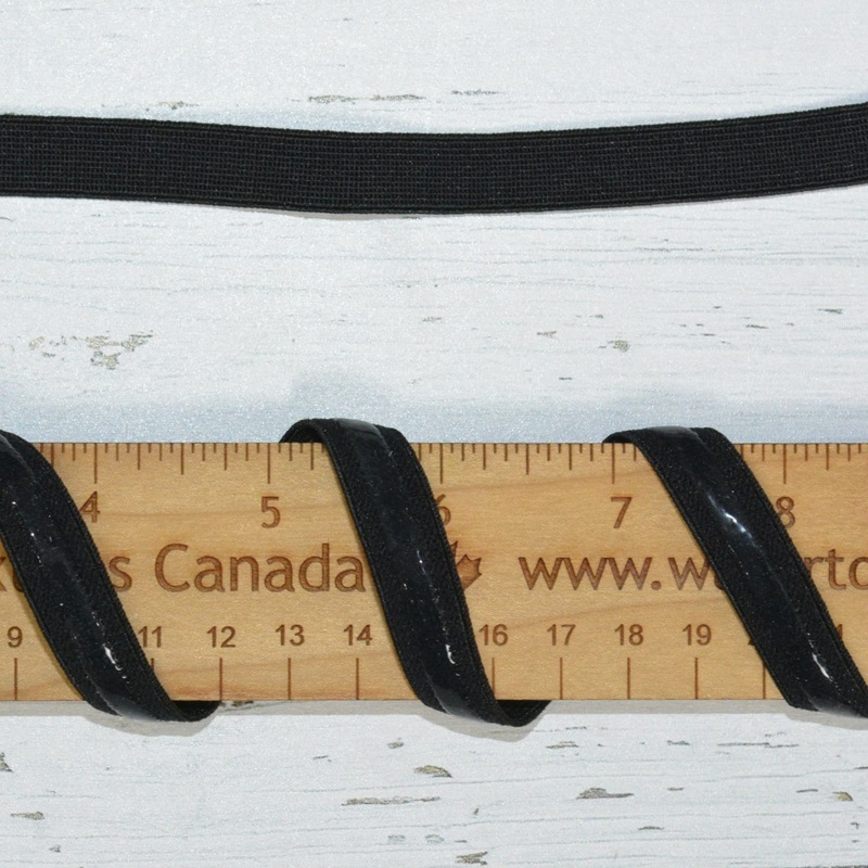 Elastic, Silicone Backed, 1/2 wide Black