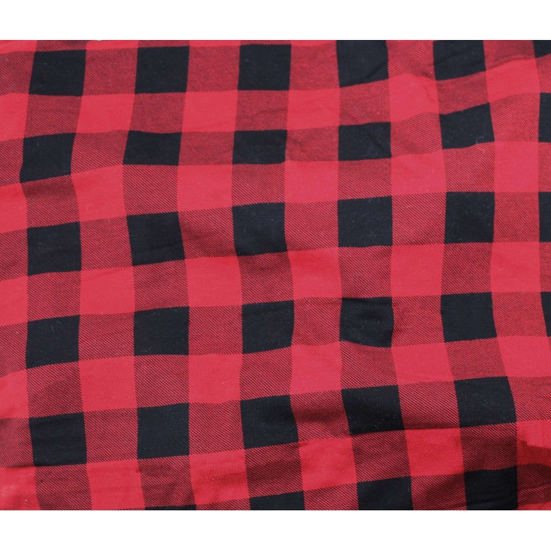 Bamboo Jersey - Red & Black Plaid - Small Check