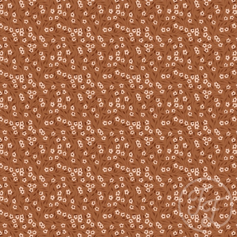 Petit Fleur Pecan - Cotton Jersey Knit