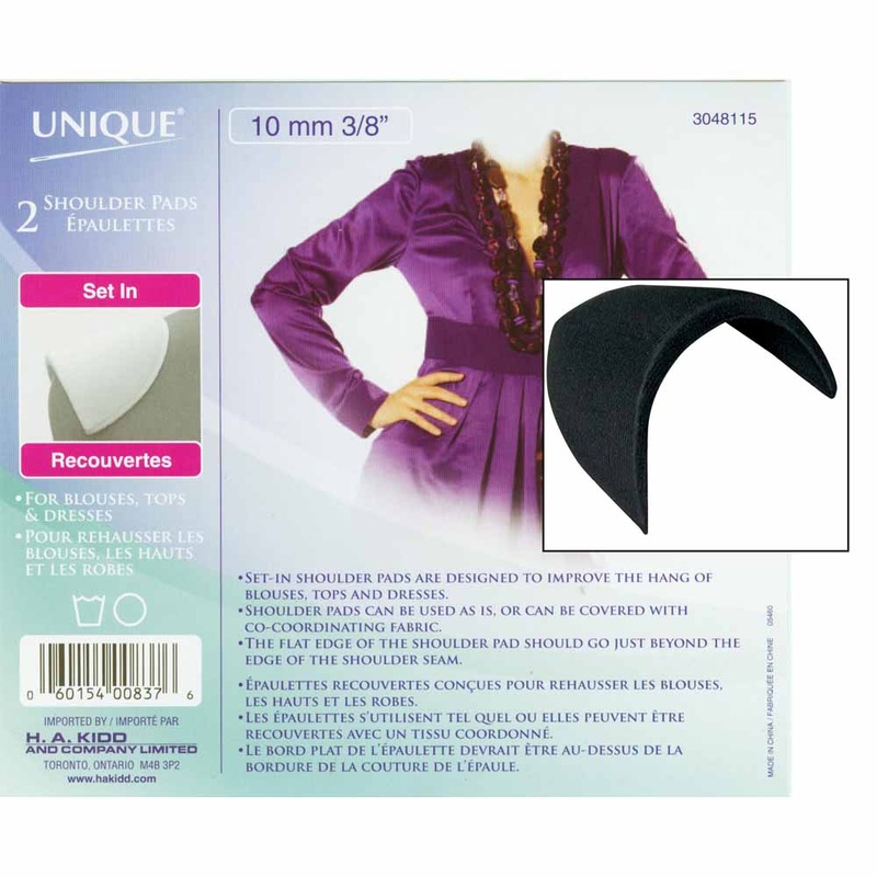 UNIQUE SEWING Shoulder Pads Small Black - 10mm (38) - 2pcs