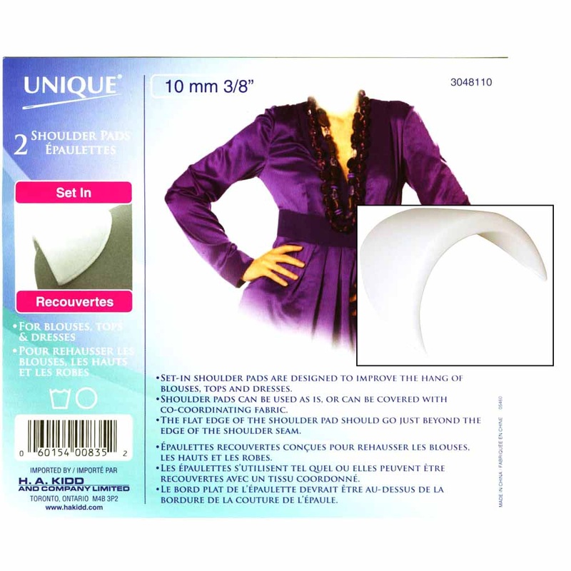 UNIQUE SEWING Shoulder Pads Small White - 10mm (38) - 2pcs