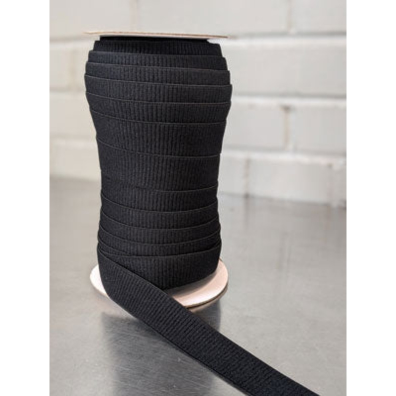 25mm (1) Soft Ribbed Elastic - Black