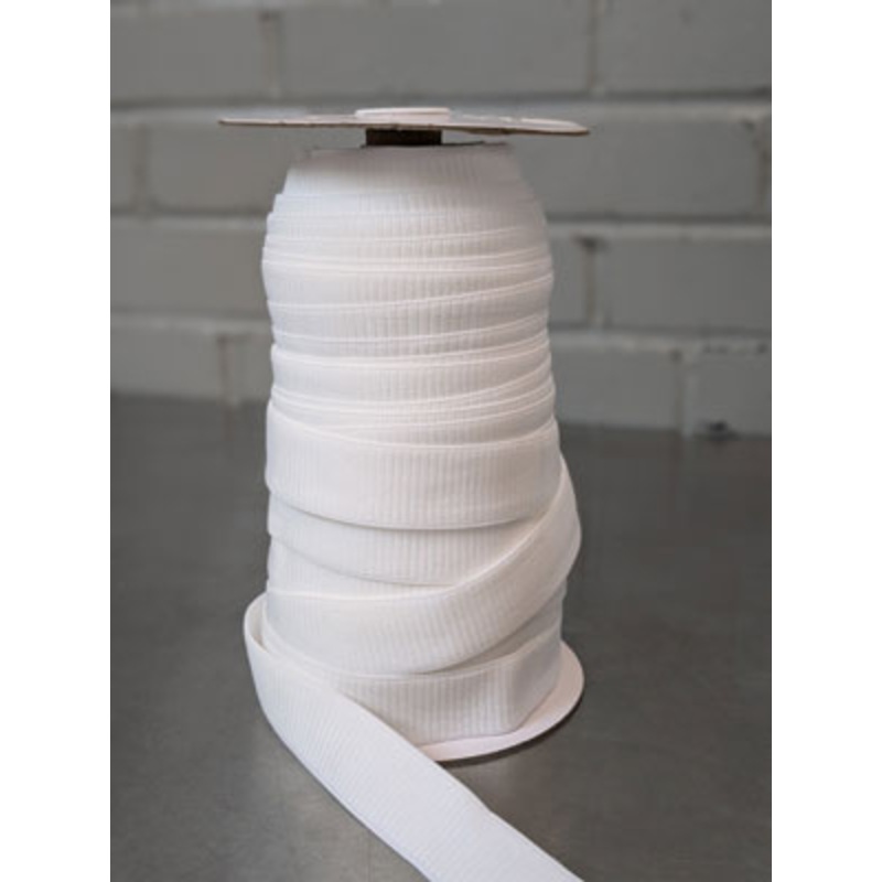 25mm (1) Soft Ribbed Elastic - White