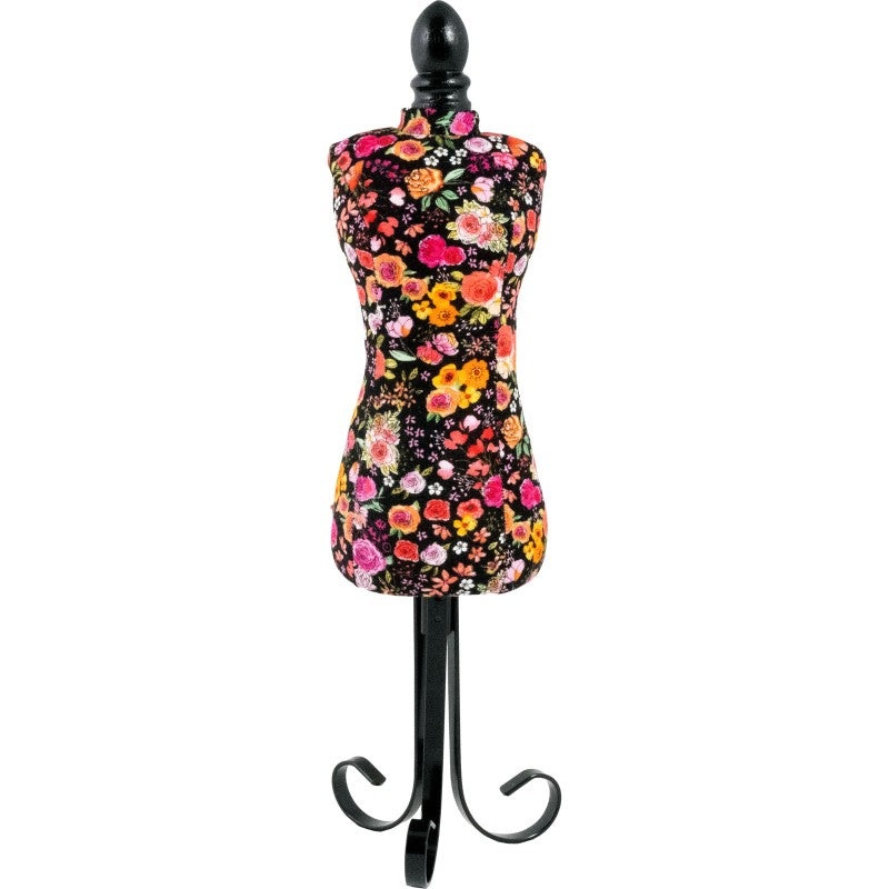 Pincushion Dress Form Black Floral