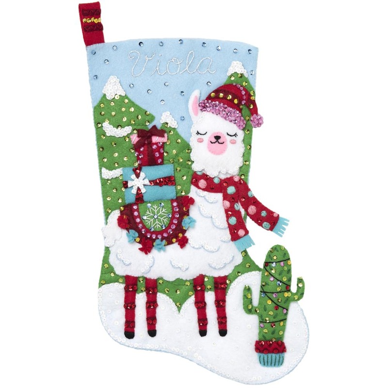 Bucilla Felt Stocking Applique Kit 18 Long: Christmas Llama