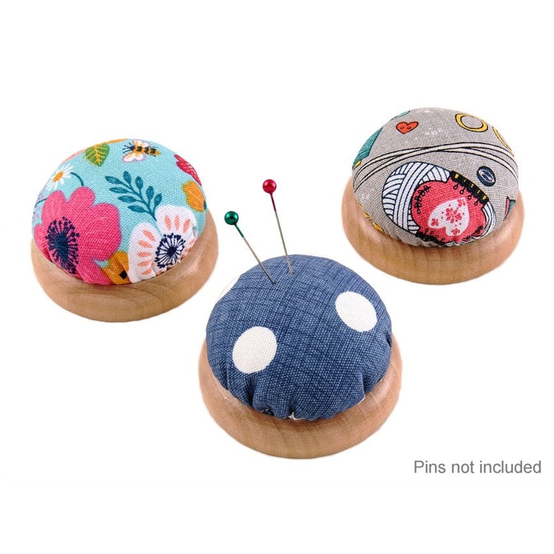 Wooden Base Fabric Pincushion