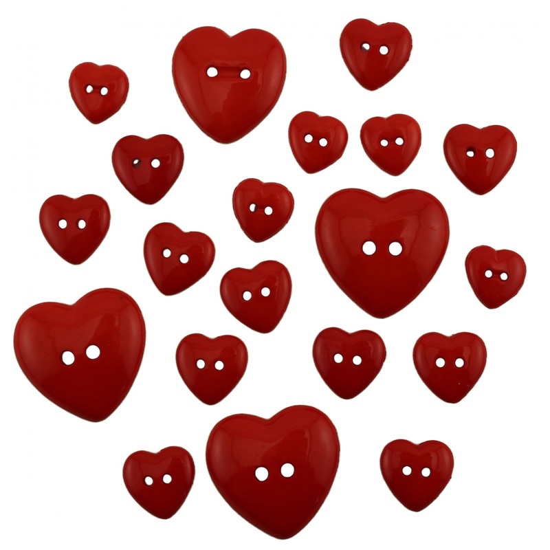 Red Hearts Button by Buttons Galore
