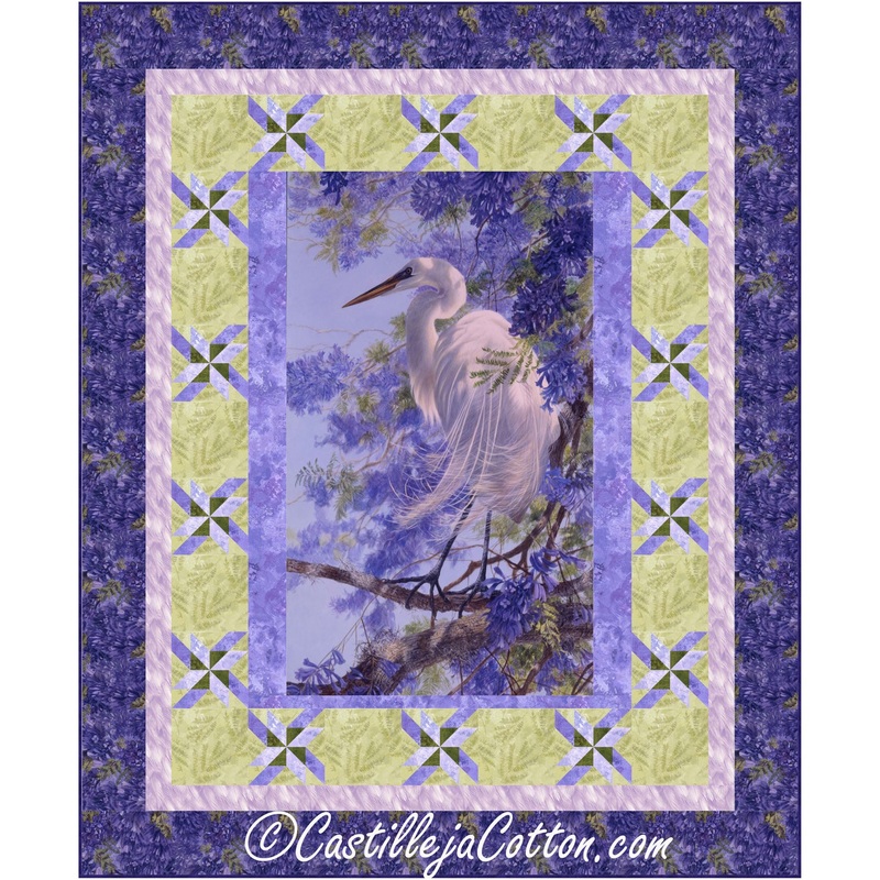 Heron And Flowers Downloadable Pattern