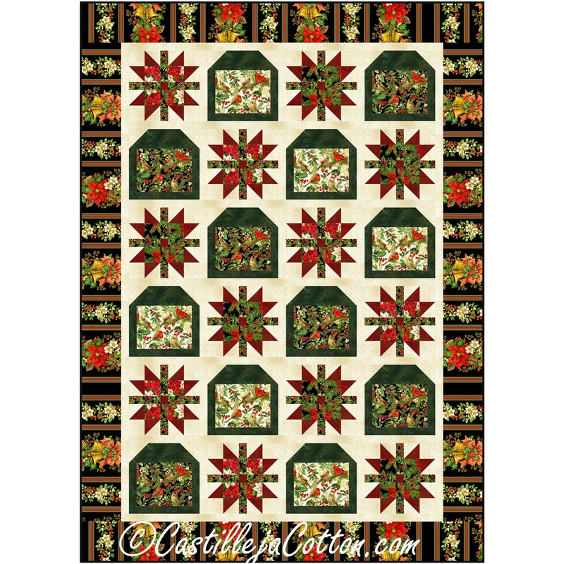 Poinsettias and Birdhouses Downloadable Pattern