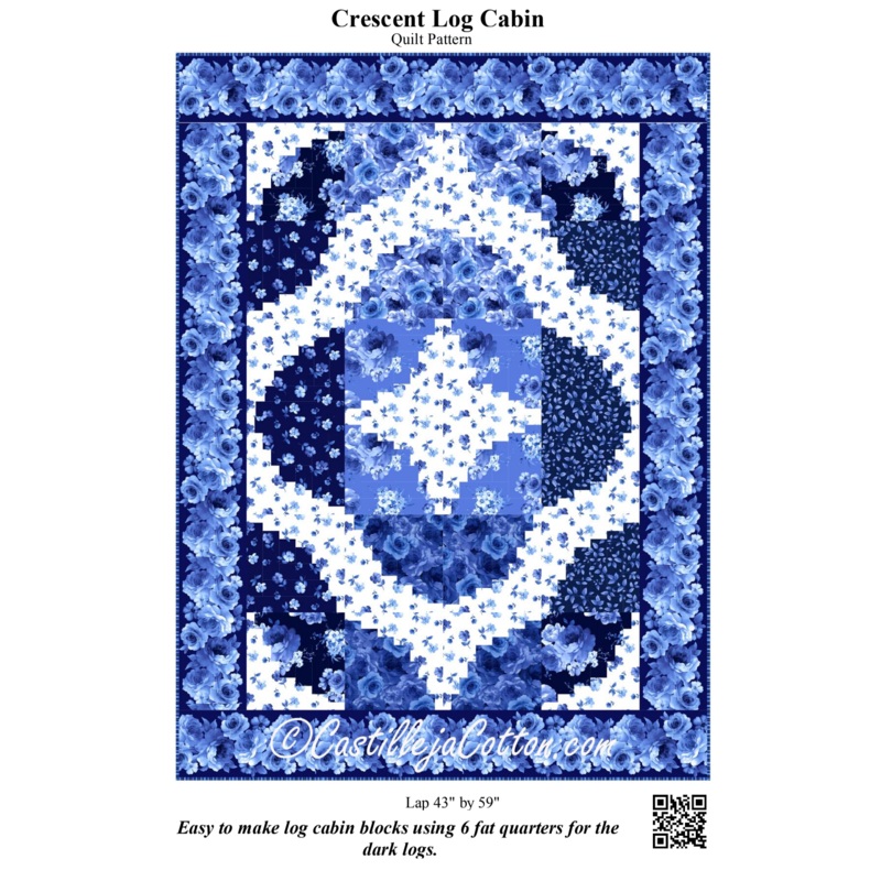 Crescent Log Cabin Lap Downloadable Pattern