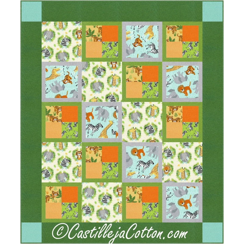 Framed Four Patch Jungle Boogie Downloadable Pattern