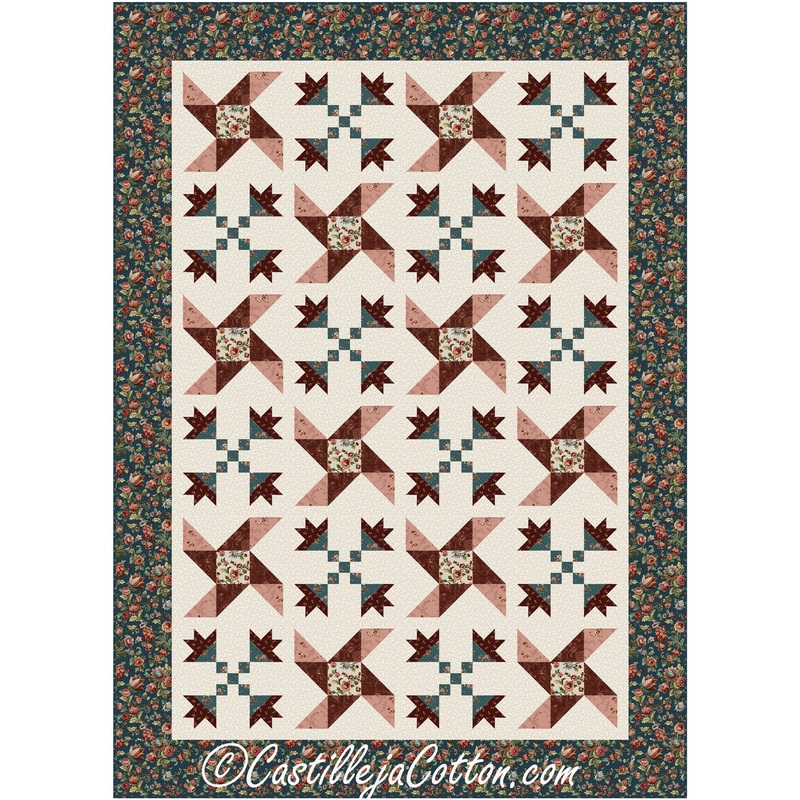 Flowers and Twirling Stars Downloadable Pattern