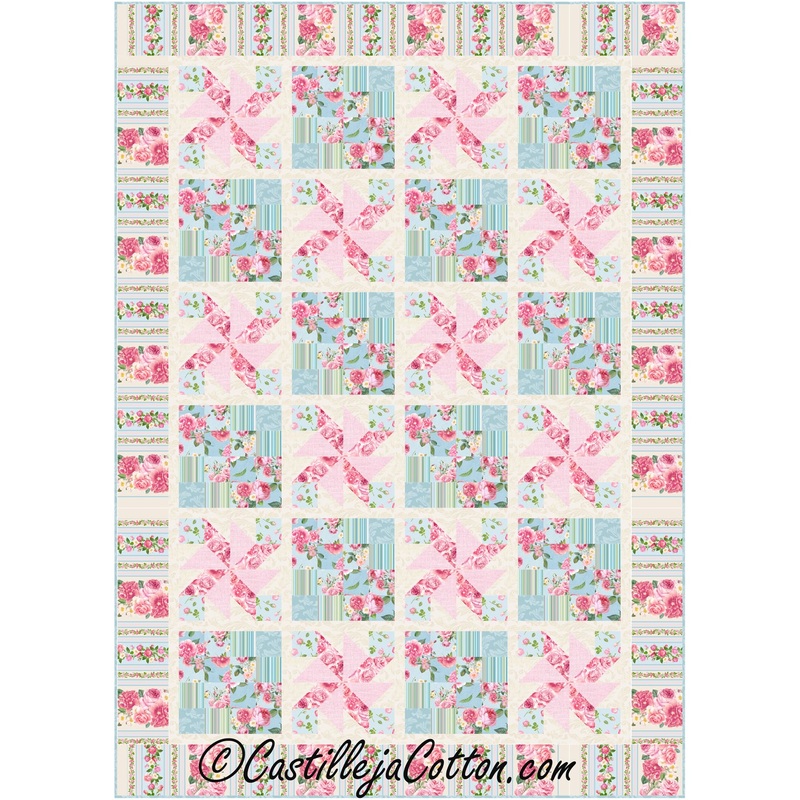 Pinwheel Rose Sixteen Patch Downloadable Pattern